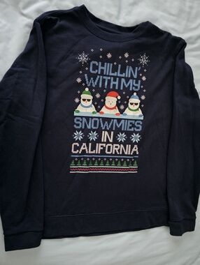 Navy Crewneck Holiday Graphic Sweater - Chillin' With My Snowmies